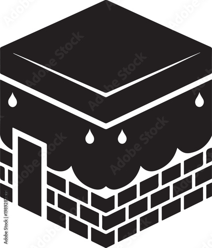 Kaaba, mecca's black cube with white accents and bricks