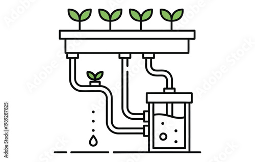 Hydroponics system illustration a simplified diagram of soil less plant cultivation with water circulation