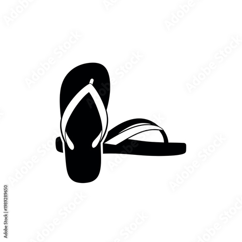 Black Flip Flops Icon Vector Illustration.