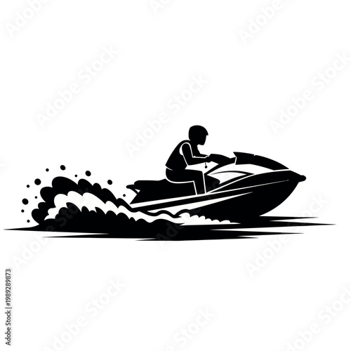 Silhouette of a Person Riding a Jet Ski on Water 1.