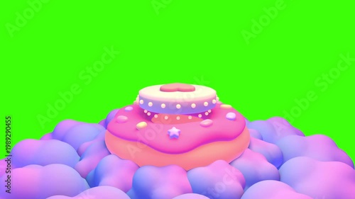 Sweet donut stage on green screen animation. (loop)