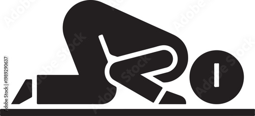 Person kneeling on yoga mat with wheel