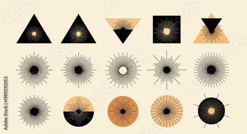 Set of Mystical Celestial Geometric Symbols and Sacred Geometry Elements