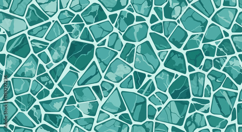 Seamless Pattern of Turquoise Mosaic Tiles with Water Reflection Effect