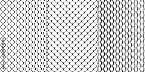 Close up of black and white diamond netting pattern repeating texture