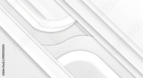 Abstract White Geometric Background with Soft Curves and Lines