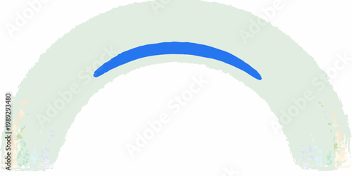 Abstract illustration of a white arch with a blue curved line