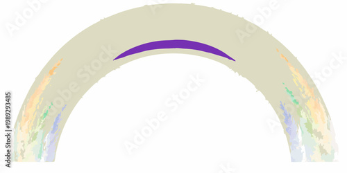 Abstract archway with a purple curve over textured beige background