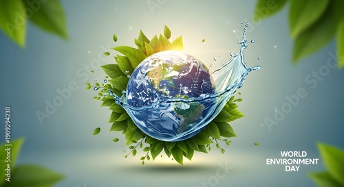 Global celebration of world environment day with a nature-themed design
