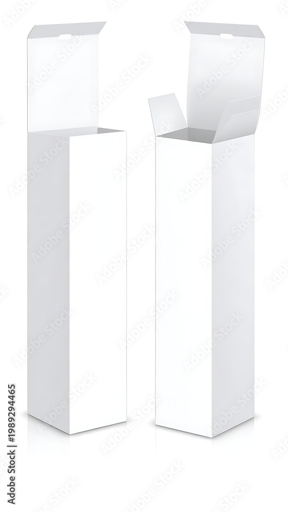 Naklejka premium Two white rectangular boxes with open tops on a plain background