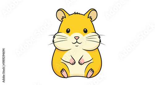 Cute cartoon hamster illustration, adorable pet rodent character, isolated on white background