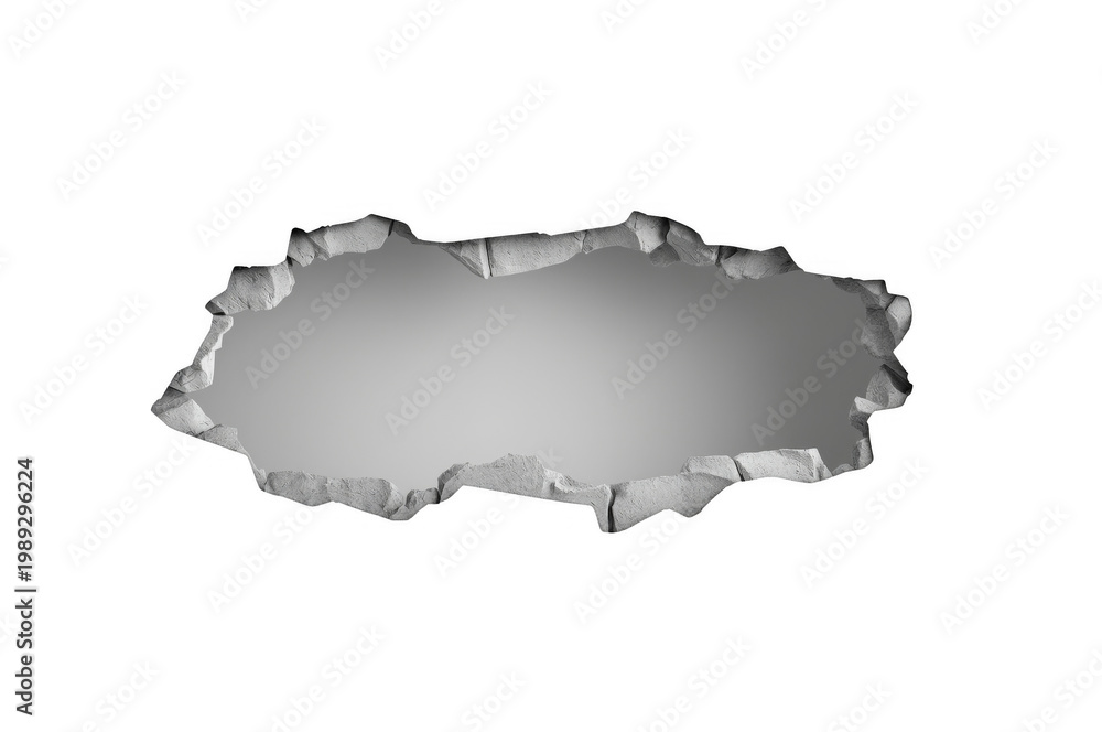Fototapeta premium Cracked wall surface showing hole with transparent background