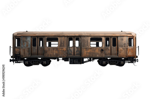 Vintage rusty subway car side view transparency