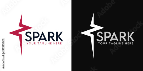 Tableau sur toile Minimalist Spark Logo Concept Featuring Abstract Lightning Bolt and Sharp Star I