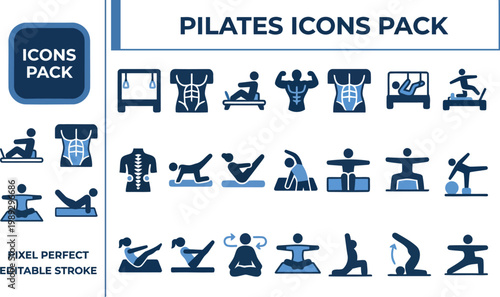 Pilates gymnastics stretching and yoga mat solid blue vector icons