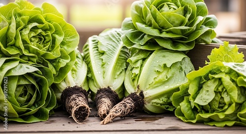 Fresh lettuce and endive vegetables.