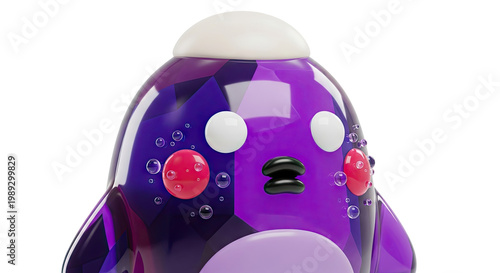 Whimsical Purple Crystal Creature with Bubbles
