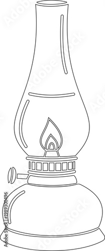 Vintage lantern lamp icon oil lamp, hurricane lantern, kerosene light, antique lighting vector in black flat and line style, classic illumination symbols pack