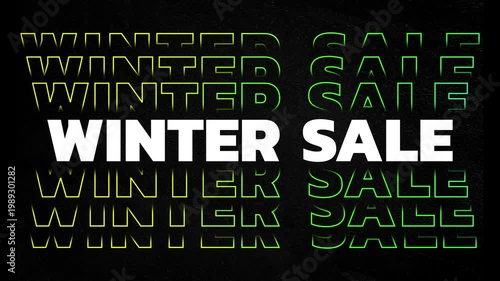 Winter Sale Bold Typography Animation Gradient Outline On Black Texture Background