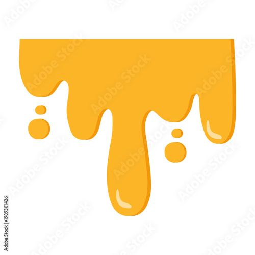 Dripping Yellow Honey or Melted Cheese Flat Vector Illustration
