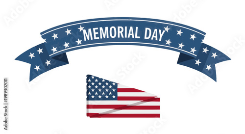 Patriotic banner with stars and stripes flag symbolizing national remembrance, American freedom, and solemn observances