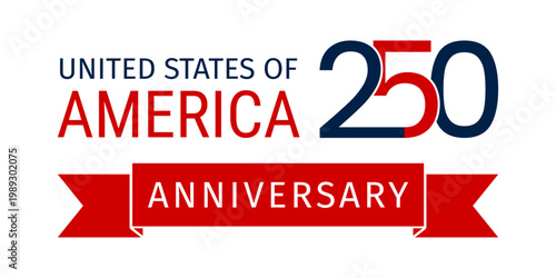 US 250th Anniversary Horizontal Commemorative Logo on transparent background. Minimalist vector graphic for sestercentennial events, national holidays, and historical milestone celebrations