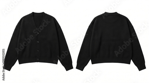 Canvastavla Two black cardigans Mockup  photographed from front and back on white background