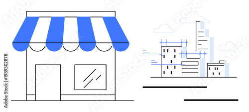 Εκτύπωση καμβά Retail business development, urban growth, local commerce, small businesses, entrepreneurship, architecture