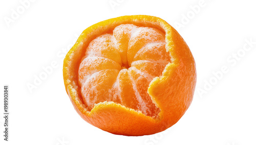 Obraz na plátně Partially peeled ripe tangerine with juicy segments, isolated on transparent bac