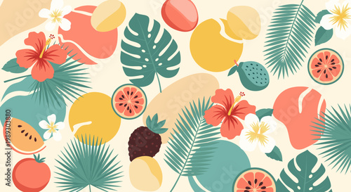 A vibrant and refreshing graphic featuring watermelon and an orange, perfect for summer marketing, website design, or social media content.