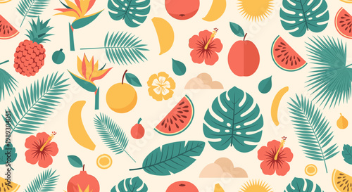 A vibrant and cheerful illustration evokes feelings of warmth and relaxation. Perfect for marketing materials or a website promoting vacation rentals.