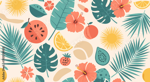 A vibrant tropical illustration evokes feelings of relaxation and growth, ideal for marketing materials or adding a touch of summery flair to any desi