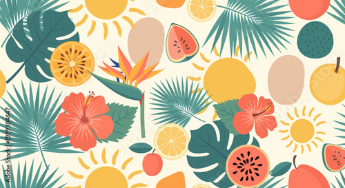 Vibrant tropical leaves silhouetted against a warm sunset create a calming mood, perfect for travel, wellness, or summer marketing campaigns.