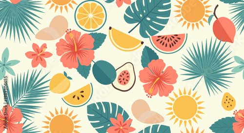 Vibrant tropical foliage creates a cheerful and summery mood, ideal for marketing materials, website design, or adding a touch of paradise to social m