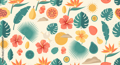 A vibrant, stylized illustration evokes a feeling of warmth, relaxation, and summer joy, ideal for marketing materials and website design.