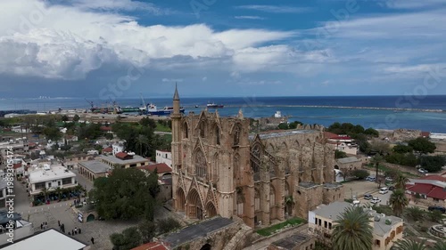 Exterior view to Lala Mustafa Pasa mosque. Formerly St. Nicholas Cathedral in the old town of Famagusta, Northern Cyprus