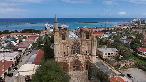 Exterior view to Lala Mustafa Pasa mosque. Formerly St. Nicholas Cathedral in the old town of Famagusta, Northern Cyprus