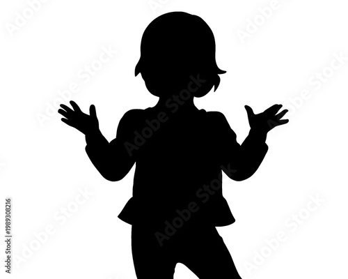 silhouette of a child raising his hand to indicate he doesn't know, vector illustration
