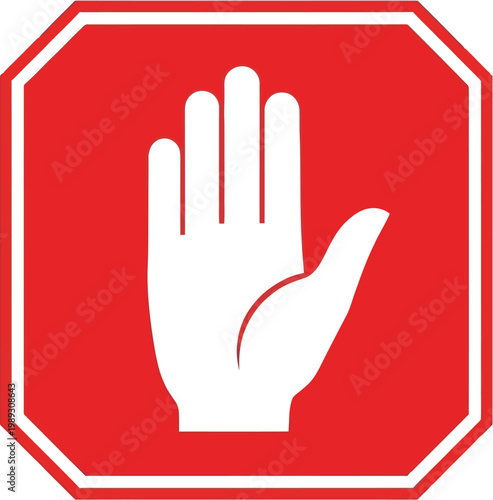Stop hand sign icon flat vector warning gesture isolated design