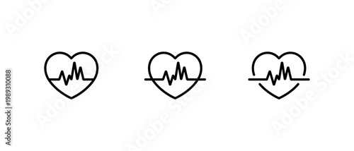 Heart pulse outline icon with ECG waveform. Cardiology and health monitoring symbol