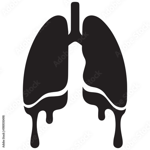 Dripping lungs symbol for lung disease, pollution, or illness, medical healthcare concept.