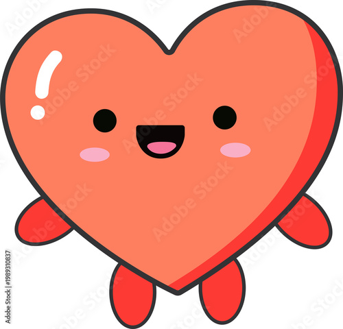 Colorful Smiling Heart Character