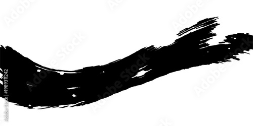 A striking abstract ink stroke against a contrasting backdrop. Capturing the dynamic brushwork, the boldness, and simplicity of modern art. 