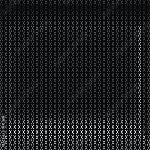 Schilderij op canvas Black background with a pattern of small white and gray xs, gradient effect at t