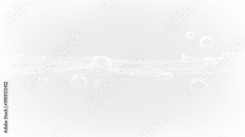 Obraz na plátne Water bubbles rising above a surface with contrasting backgrounds of black and w