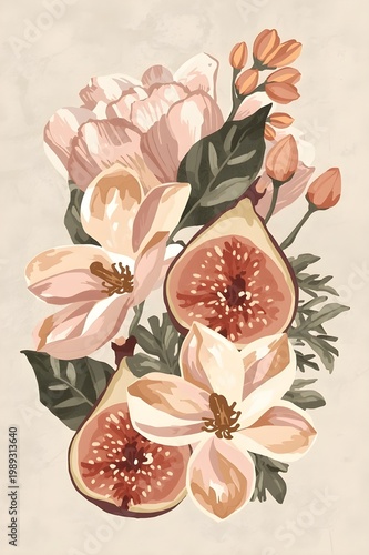 vintage background with flower peach