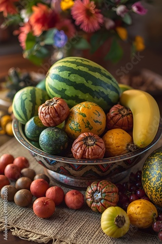 vintage fruits and vegetables in a basket