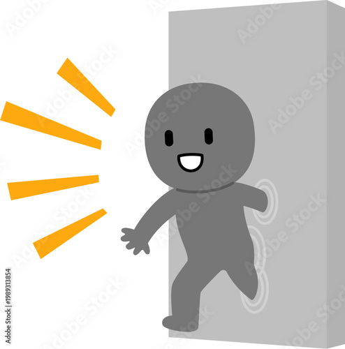 壁を通り抜ける人物