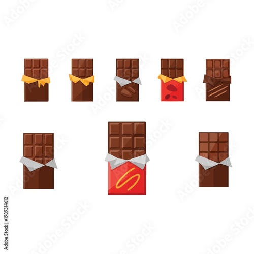 Chocolate bars with colorful wrappers.
