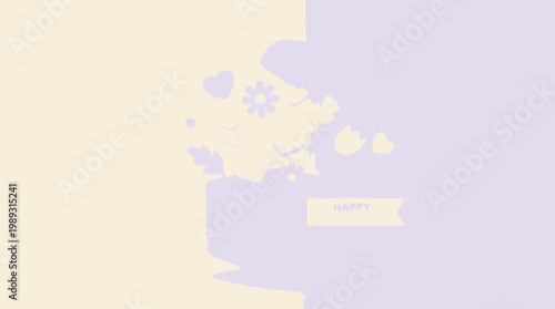 Charming bouquet of flowers and hearts with a happy banner, perfect for expressing love and celebration